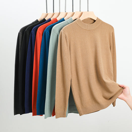 Men’s Mock Neck Knit Jumper – Long Sleeve Layering Pullover