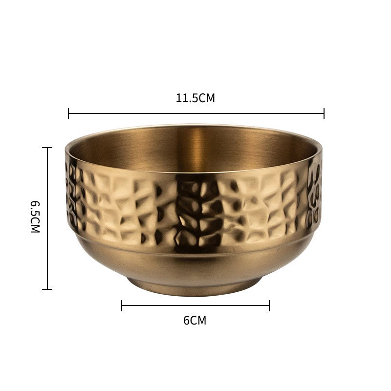 Stainless Steel Double Wall Rice Bowl – Heat Resistant Soup, Ramen & Salad Bowl for Kitchen Dining