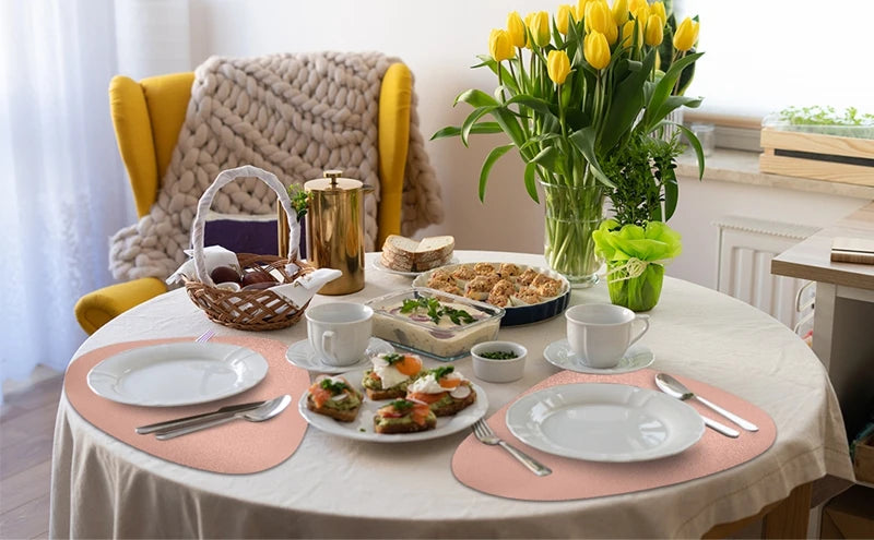 Forma Faux Leather Placemats and Coasters Set – Non Slip Heat Resistant Table Mats Dining Table Place Settings 1 Piece 4 Piece or 6 Piece Sets