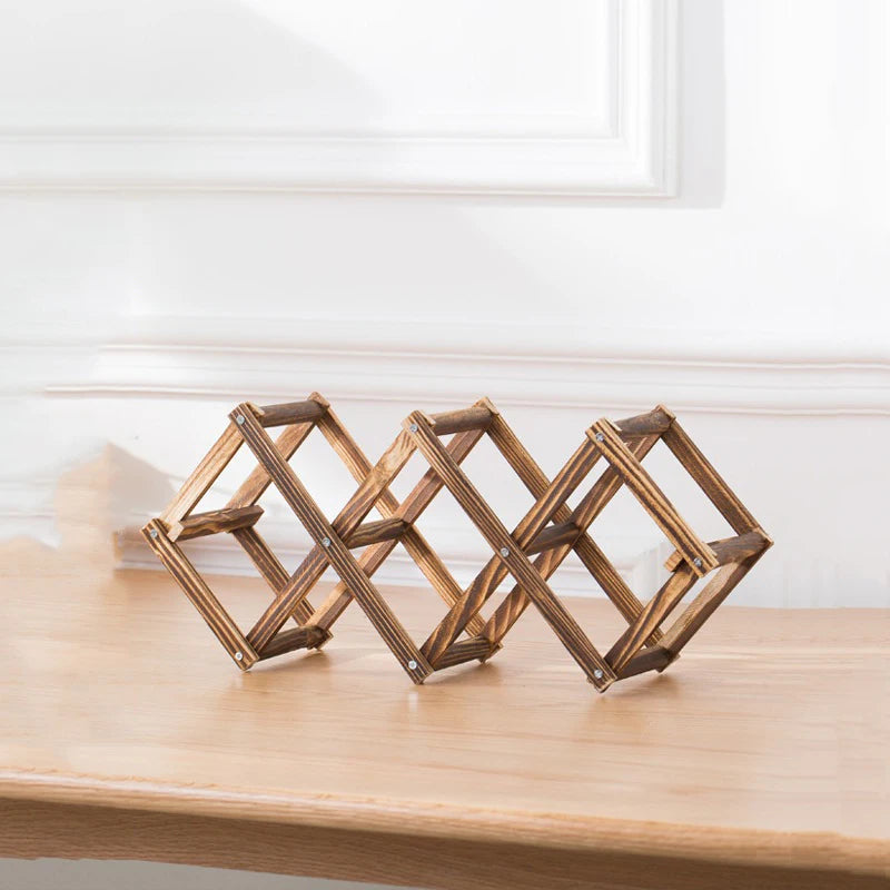 Foldable Wooden Wine Rack – Stackable Bottle Holder Stand for Kitchen & Home Storage, 5 or 10 Bottle Capacity