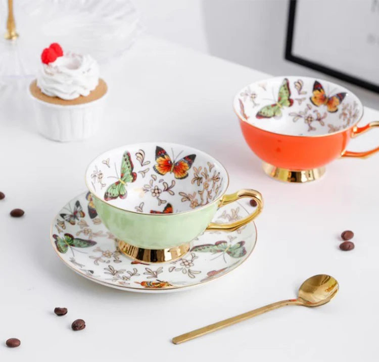 Papillon Tea Cup & Saucer Set – Butterfly Tea & Coffee Cup