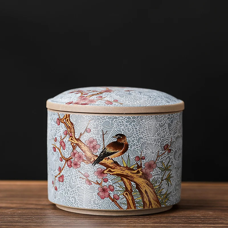 Meadow Ceramic Tea Caddy with Lid – Sealed Storage Jar