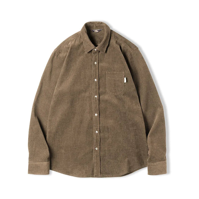 Wetherby Men’s Corduroy Overshirt – Long Sleeve Button-Up Shirt Jacket Casual Smart Overshirt with Chest Pocket