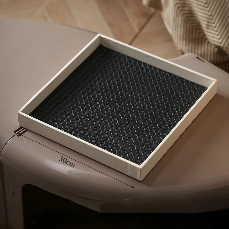 Modern Leather Square Storage Tray – Decorative Home Décor Organiser for Coffee Table, Desk & Dressing Table