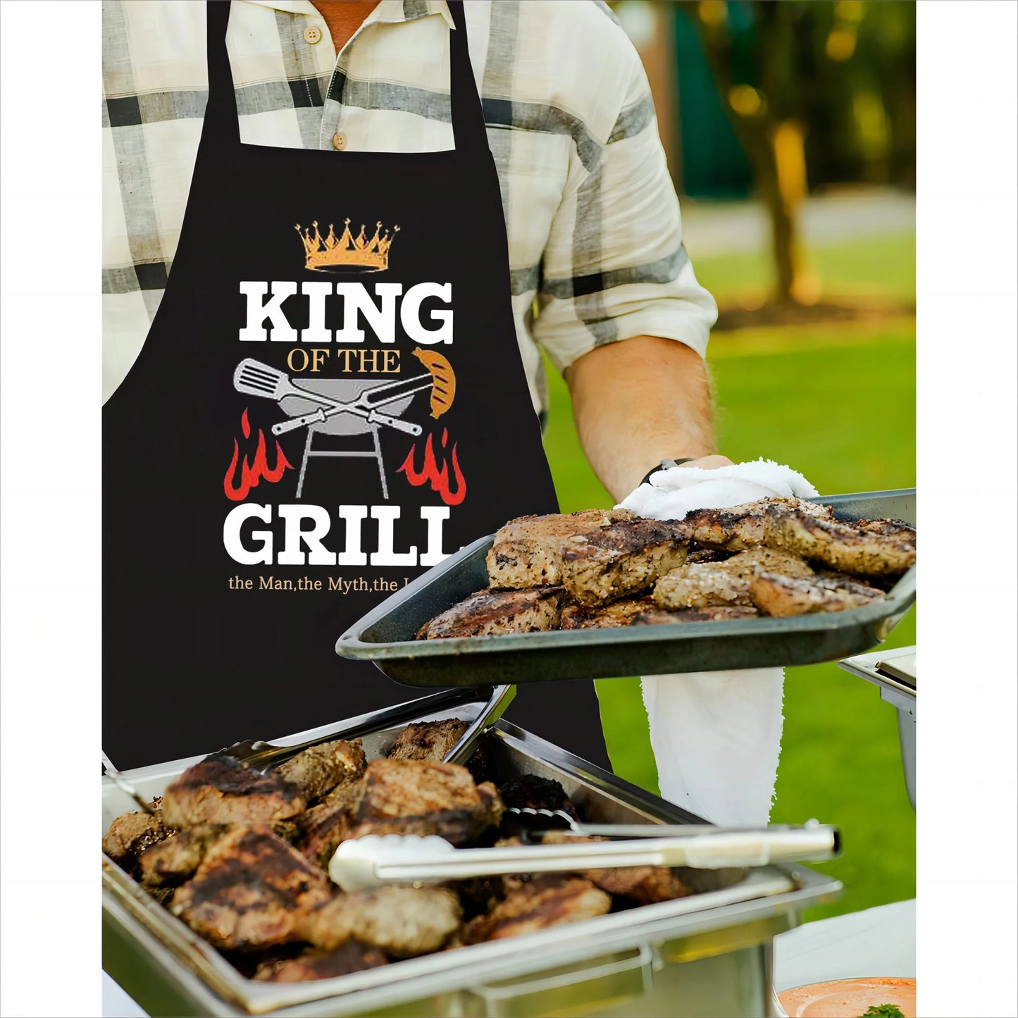 Funny BBQ Cooking Apron – Adjustable Chef Apron for Men with Grill Master Designs, Kitchen & BBQ Gift for Father’s Day, Birthdays