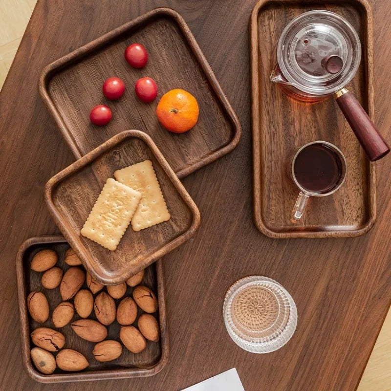 Natural Wooden Serving Trays – Solid Wood Snack, Tea & Breakfast Platters in Multiple Shapes & Sizes