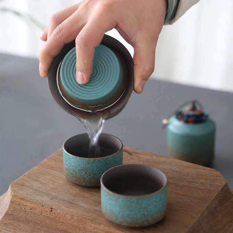 Japanese Style Ceramic Teapot Gift Set – 7 Piece Tea Set with Teapot and Cups in Gift Box