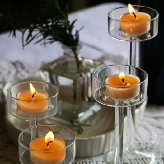 Avelaine Glass Tealight Candle Holder – Raised Table Centrepiece for Home Décor, Weddings and Events.