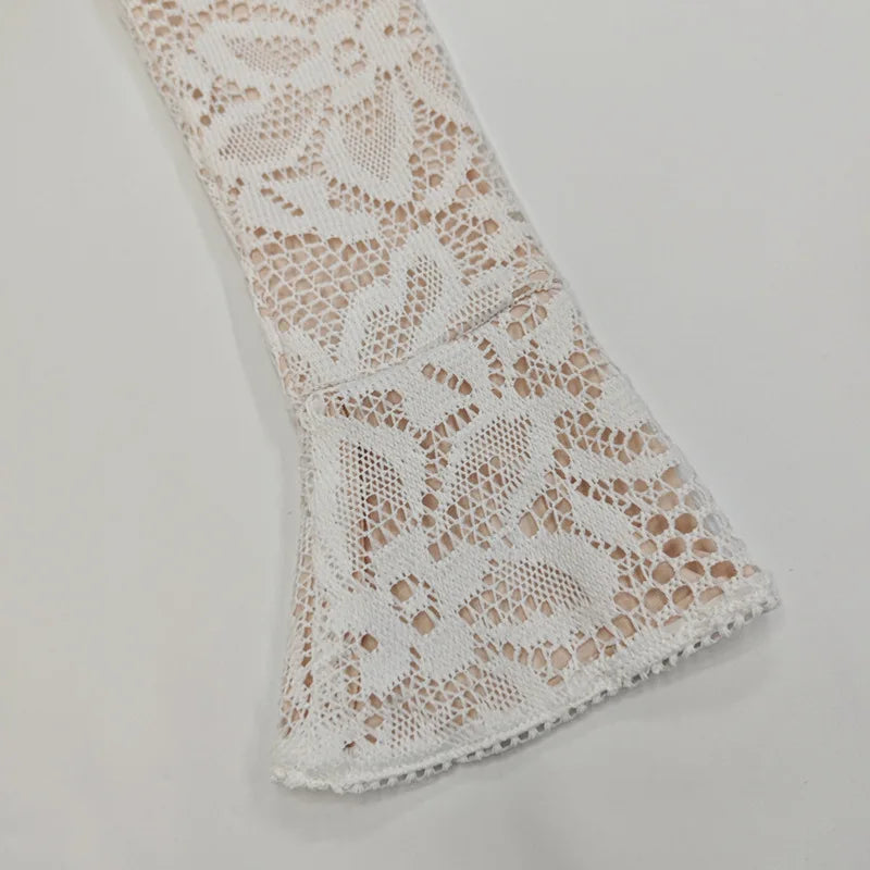 Marcellina Lace Mini Dress – Long Sleeve Keyhole Cut-Out Cocktail Dress in Ivory or Black