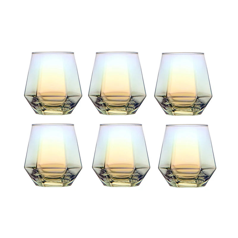 Cavero Glass Tumbler 6 Piece Set – Textured Drinking Glasses with Decorative Rim