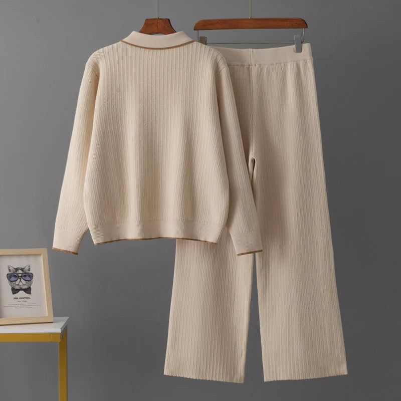 Classic Ribbed Knit 2-Piece Co-ord Set with Contrasting Pocket Detailing
