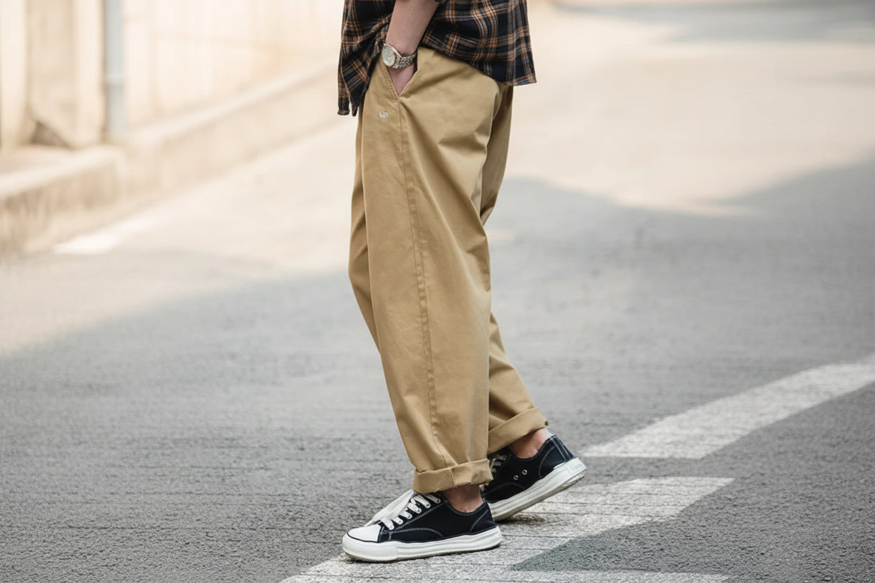 Cavendish Men’s 100% Cotton Casual Trousers – Elastic Waist Straight Leg Chino Style Pants