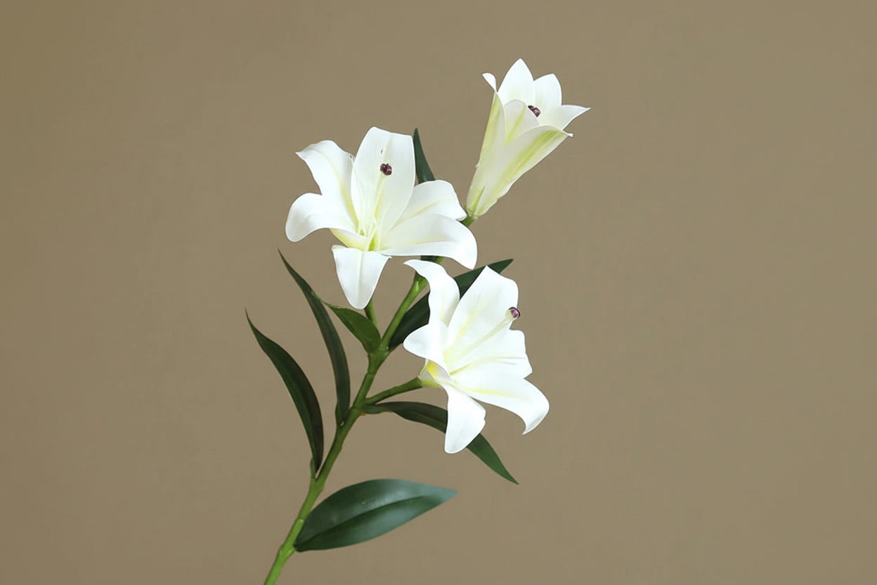 Liliara Lily Stem – Faux Lily Flower Branch with 3 Heads for Vase Styling, Wedding Flowers and Home Décor