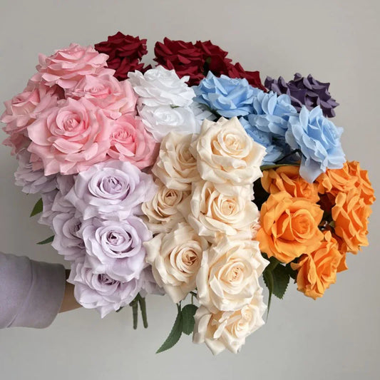 Rosara Silk Rose Bouquet – 9 Head Faux Rose Arrangement Decorative Flower Bunch