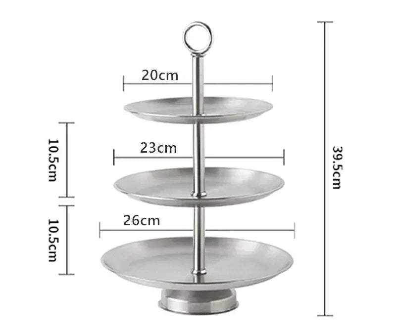 Stainless Steel 2/3 Tier Serving Stand – Gold & Silver Tiered Cake Stand for Afternoon Tea, Weddings & Parties, Fruits, Snacks