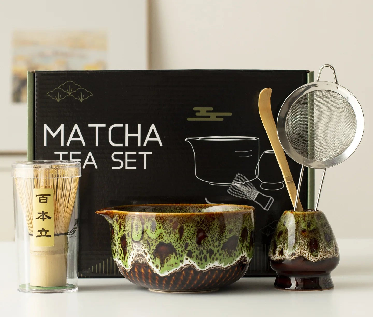 Aemori Japanese-Style Matcha Tea Set – 5 or 7 Piece Matcha Gift Set with Bamboo Whisk, Bowl and Accessories