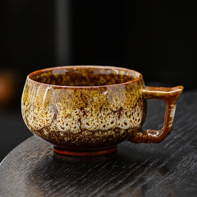 Akiro Handmade Textured Glaze Ceramic Coffee Mug Set – 2 Piece 175ml Coffee Cups with Handle for Espresso, Tea, Cappuccino and Latte