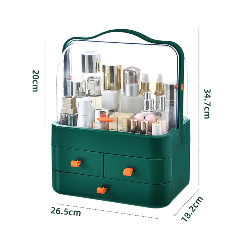 Makeup Organizer with Handle & Drawers