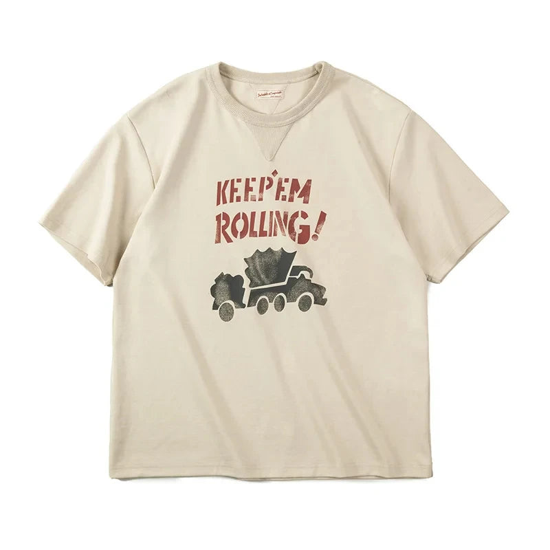 Rowden Graphic Print T-Shirt – Relaxed Fit Crew Neck Tee with Vintage Truck Artwork