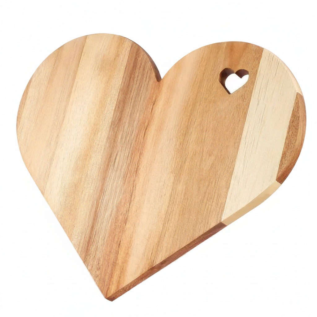 Heart Shaped Wooden Serving Board – Bamboo Chopping Board, Cheese Board & Kitchen Serving Tray for Food Presentation