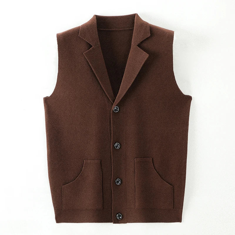 Men’s Knit Button-Up Waistcoat – Sleeveless Smart Vest for Layering, Office Wear & Formal Outfits