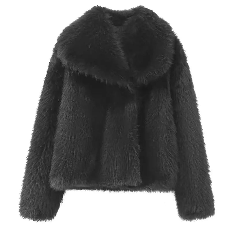 Velvessa Faux Fur Cropped Jacket – Soft Plush Winter Coat in Claret, Brown, Leopard, Black, Grey & White