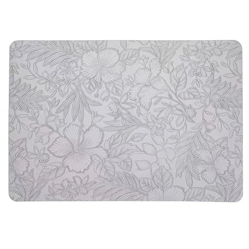 Botanical Dining Placemats – Wipe Clean Table Mats, Waterproof Non Slip Faux Leather Placemats, Double Sided Kitchen & Dining Table Mats