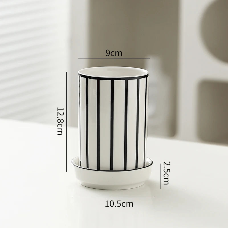 Elements Ceramic Utensil Holder – Kitchen Cutlery Caddy with Drain Base, Chopstick Holder, Countertop Storage Pot