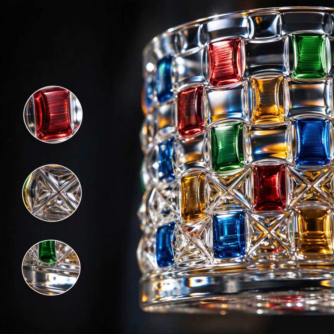 Vetrina Whisky Glass Tumbler Set with Rotating Wooden Bases