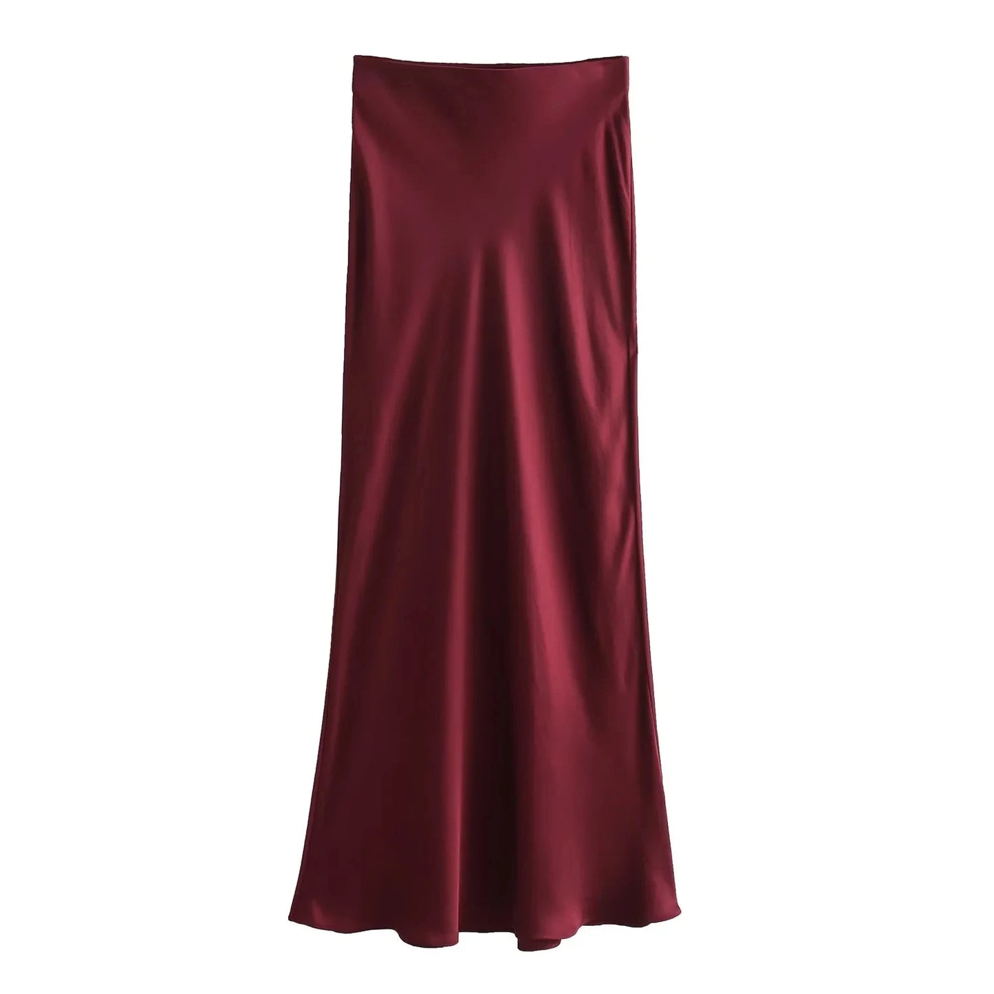 Opulent Grace Satin Bias Cut Midi Skirt