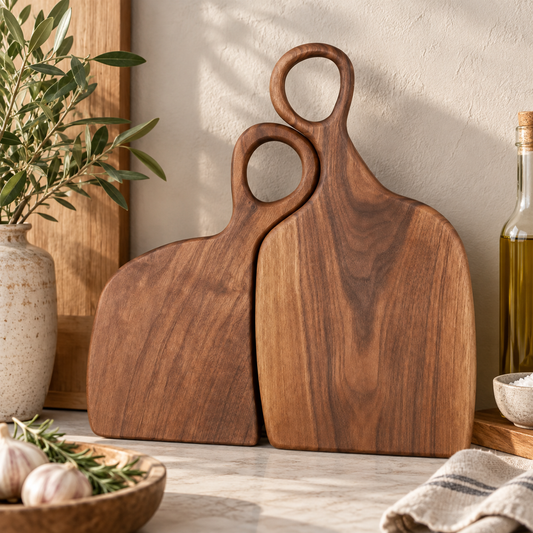 Hearth Solid Oak Chopping Board Set – Wooden Serving, Bread & Steak Boards (Set of 2)