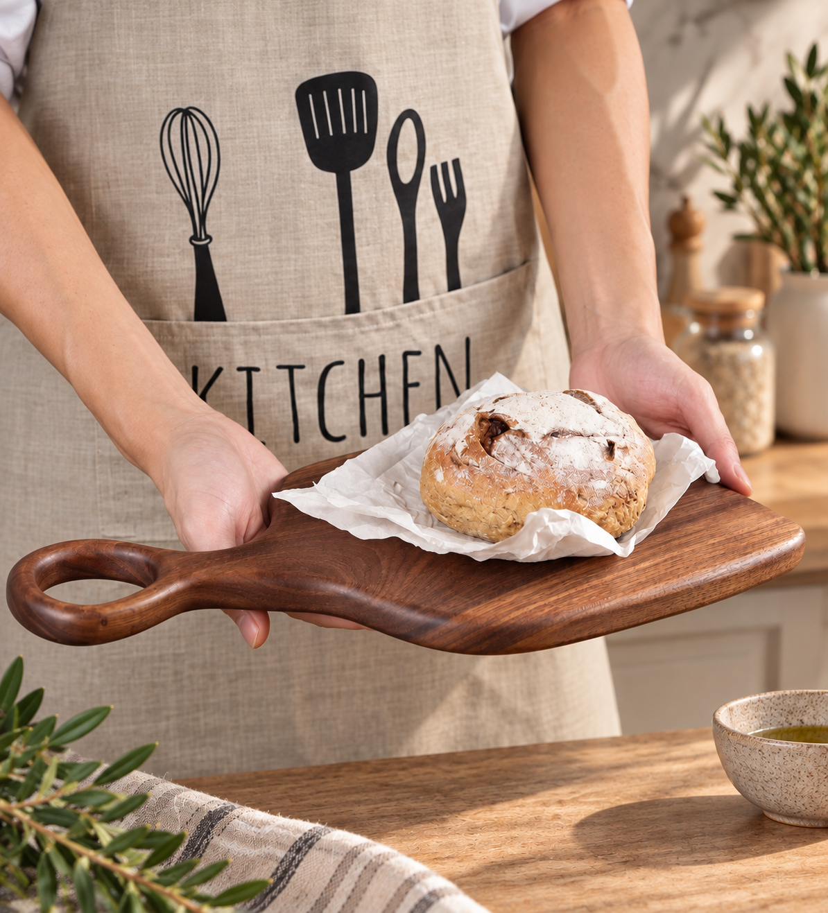 Hearth Solid Oak Chopping Board Set – Wooden Serving, Bread & Steak Boards (Set of 2)