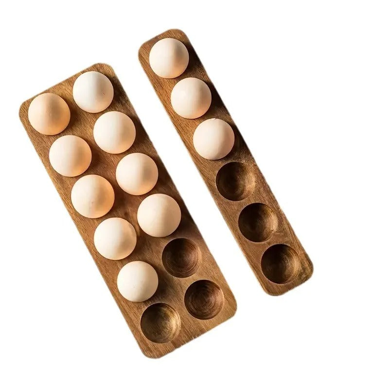 Acacia Wood Egg Holder Tray – 4, 6 or 12 Egg Storage Rack for Kitchen, Countertop or Fridge