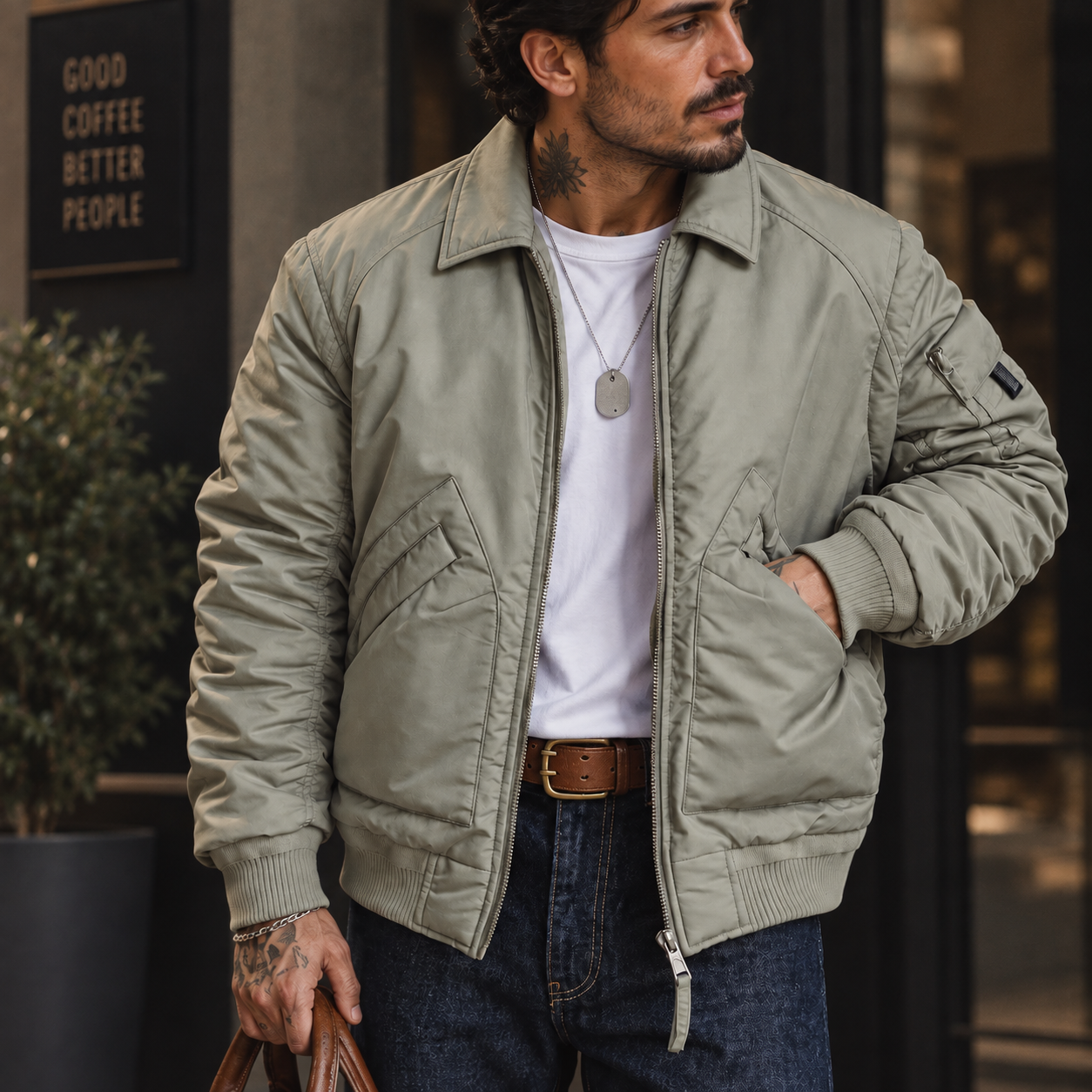 Alden Men’s Padded Bomber Winter Jacket