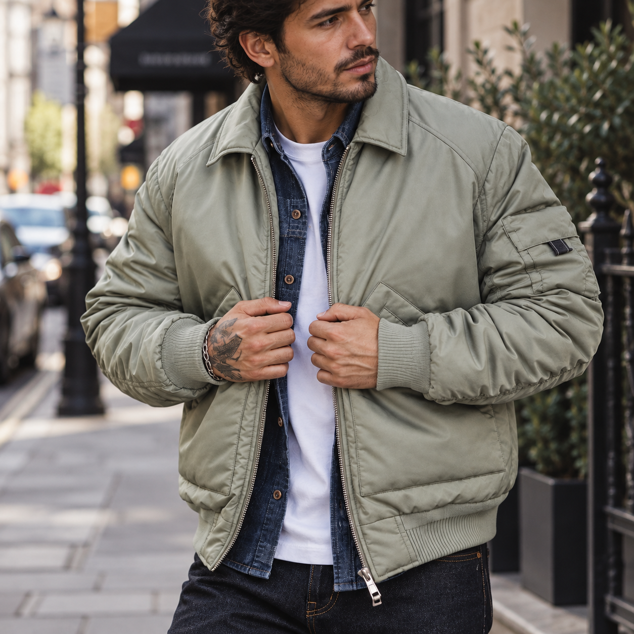 Alden Men’s Padded Bomber Winter Jacket