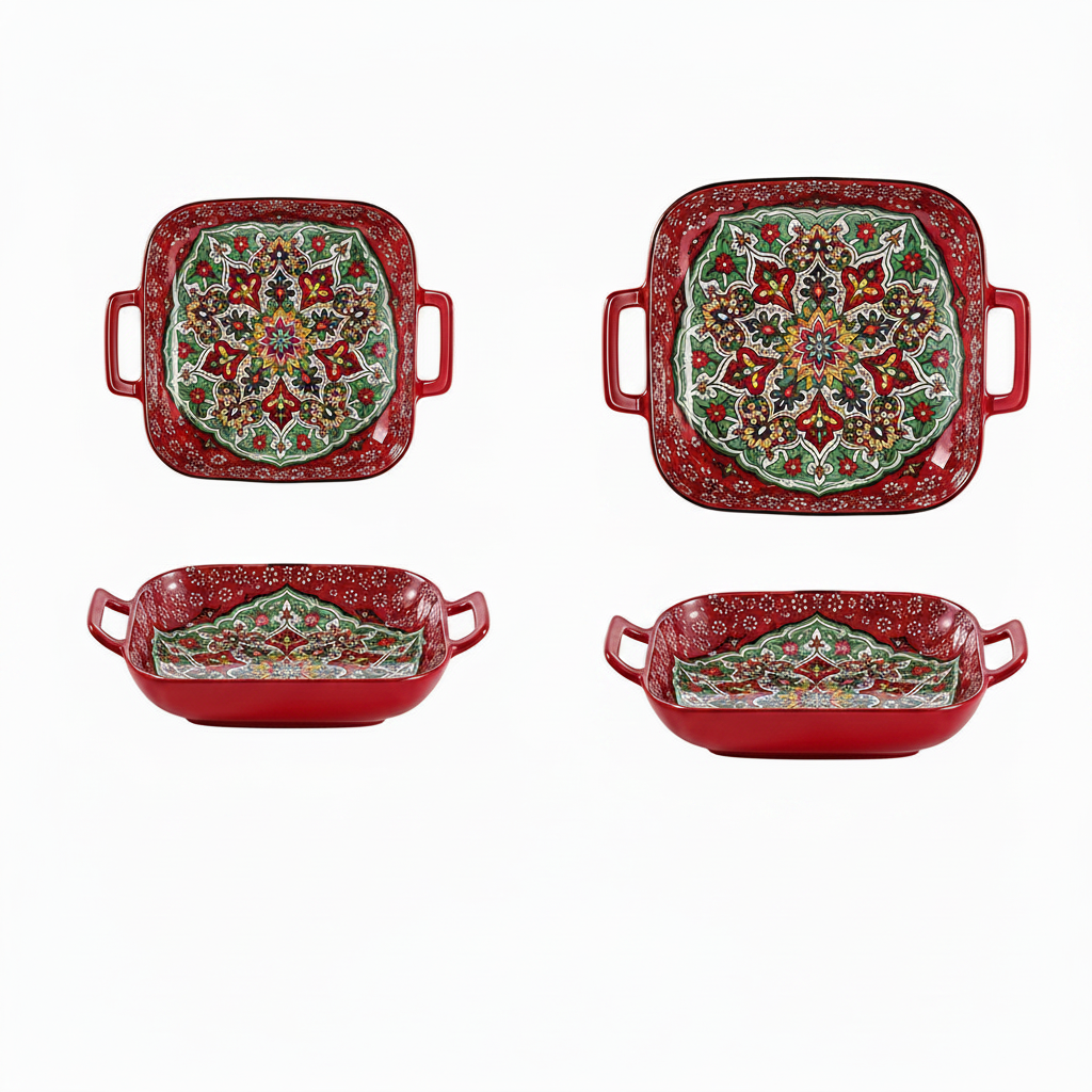Cerelle Ceramic Oven Plate and Serving Dish with Handles – Decorative Baking Dish for Roasting Cooking and Dining Table