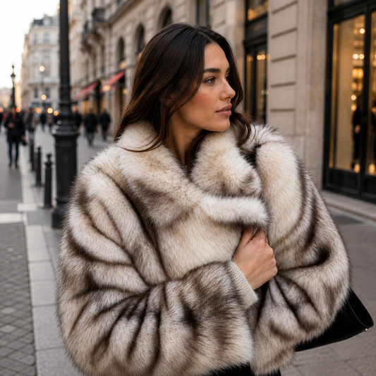 Renessa Cropped Plush Faux Fur Jacket Coat