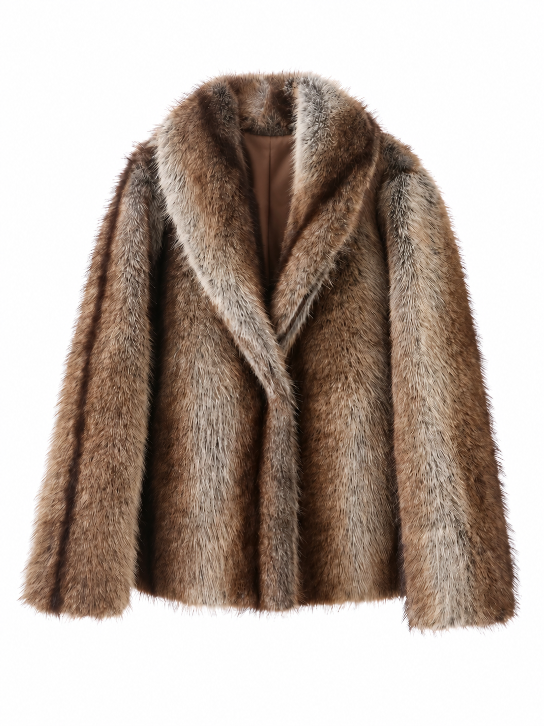Novessa Women's Striped Faux Fur Jacket with Scarf Collar